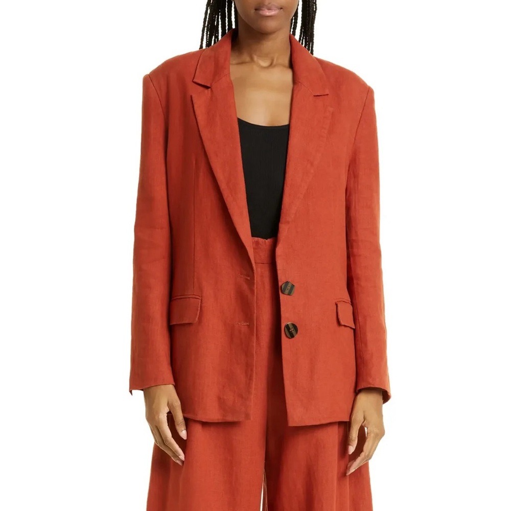 FARM Rio Linen Two Button Blazer Burnt Orange Women’s S